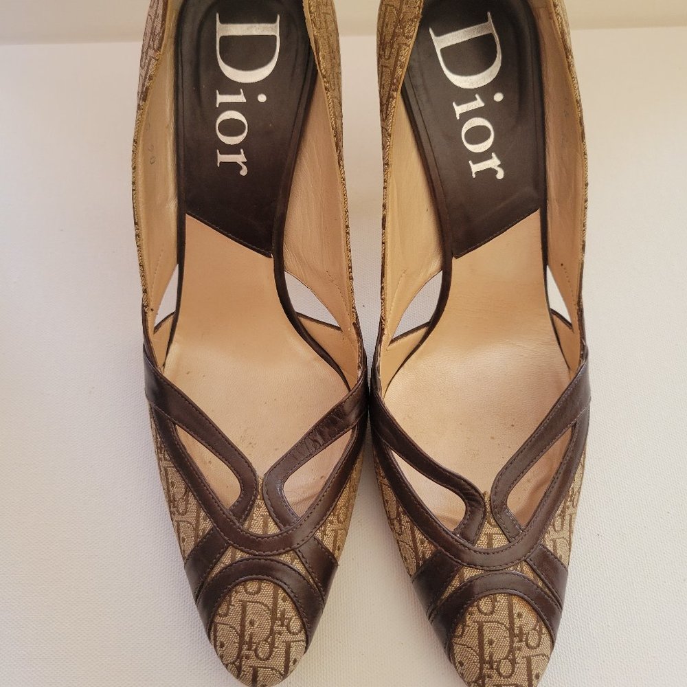 Vintage Christian Dior Monogram Brown Heels